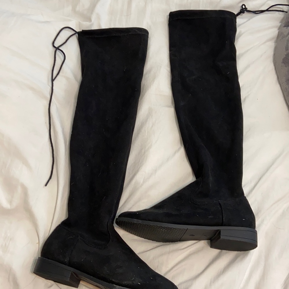 Black High Rise Tie Boots